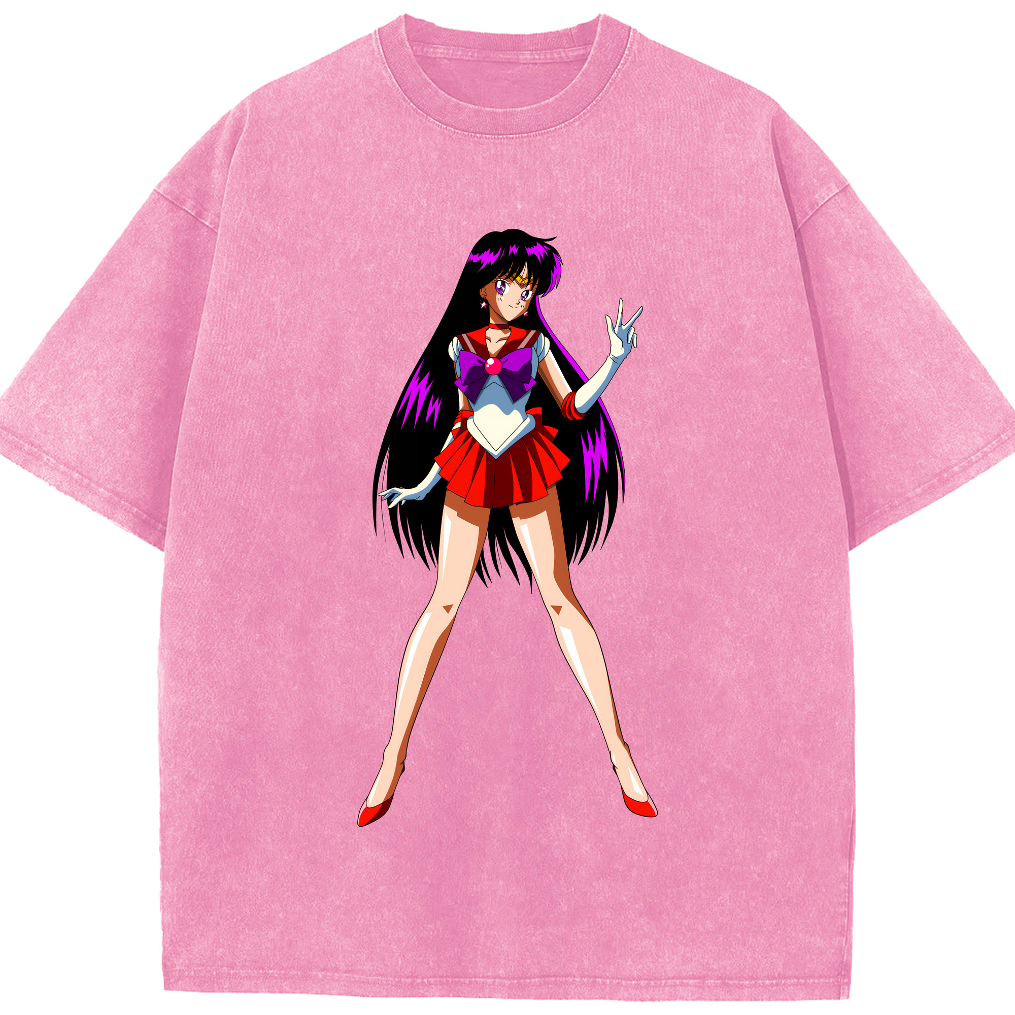 （画像用） 美少女戦士セーラームーン 火野レイ ひの レイ Sailor Moon Hino Rei （セーラーマーズ,Sailor Mars） 綿100% ヴィンテージ風 半袖Tシャツ（フロントプリント）